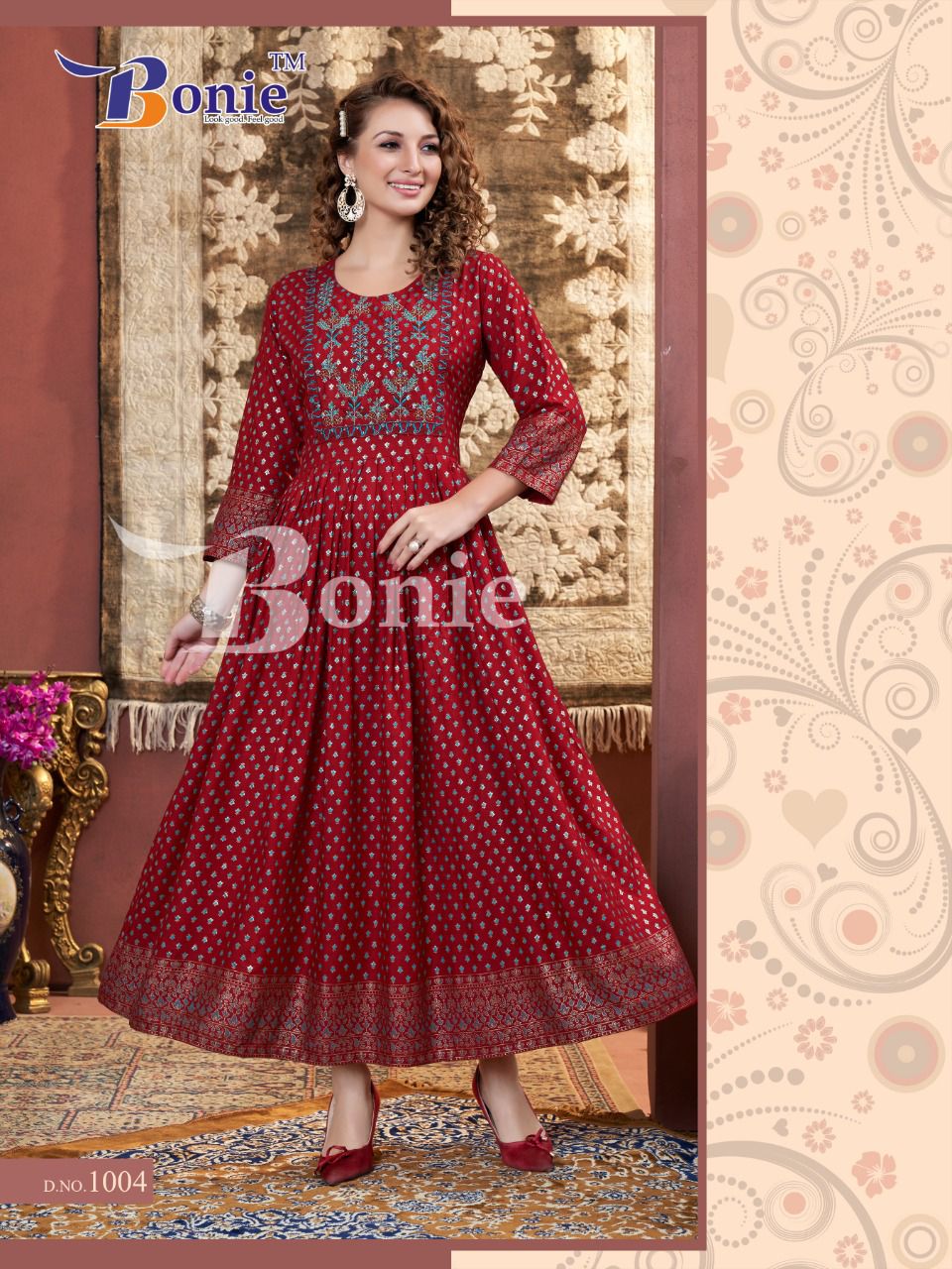 Bonie Lalila Rayon Printed Fancy Festival Wear Anarkali Long Kurti Collection